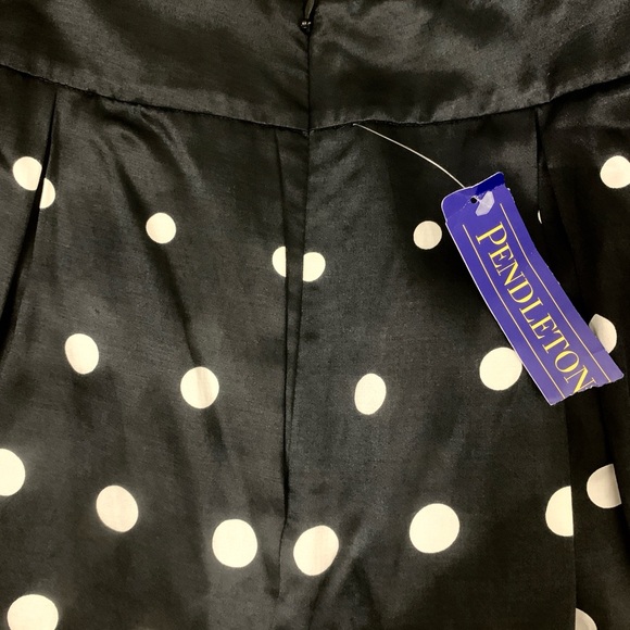 PENDLETON
 black and white polka dot silk blend flair skirt size 16 petite lined - Picture 4 of 14